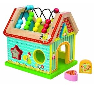 Alex Jr Wooden Learning Sort and Count House Toy Shape sorter w Beads W/O Shapes